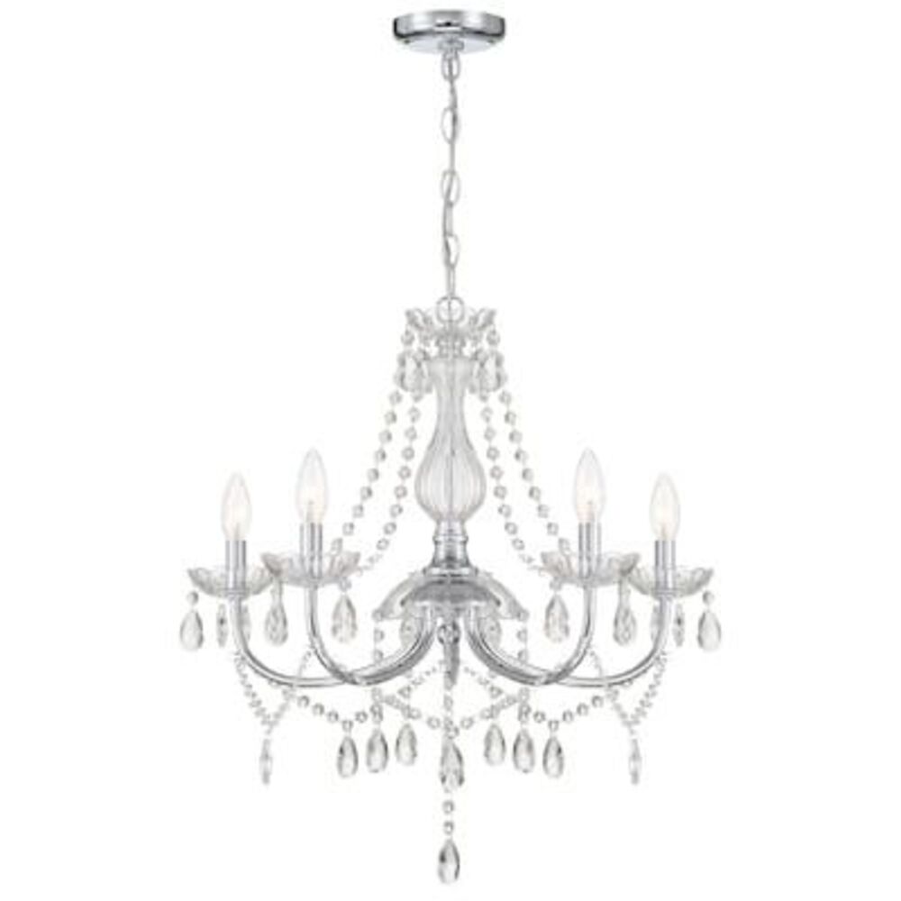 allen + roth Brookehill 5 -Light Chrome Plug-in/Hardwired Crystal Clear glass St - Picture 2 of 5